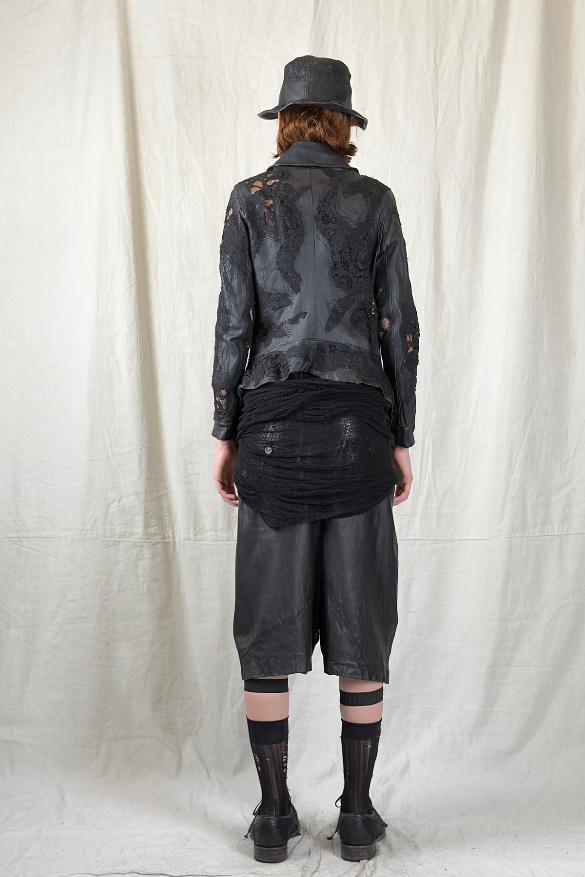 Sandrine Philippe - Jacket - Leather - lace - fitted - asymmetric - made in Paris