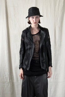 Sandrine Philippe - Jacket - Leather - lace - fitted - asymmetric - made in Paris