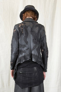 Sandrine Philippe - Jacket - Leather - lace - fitted - asymmetric - made in Paris