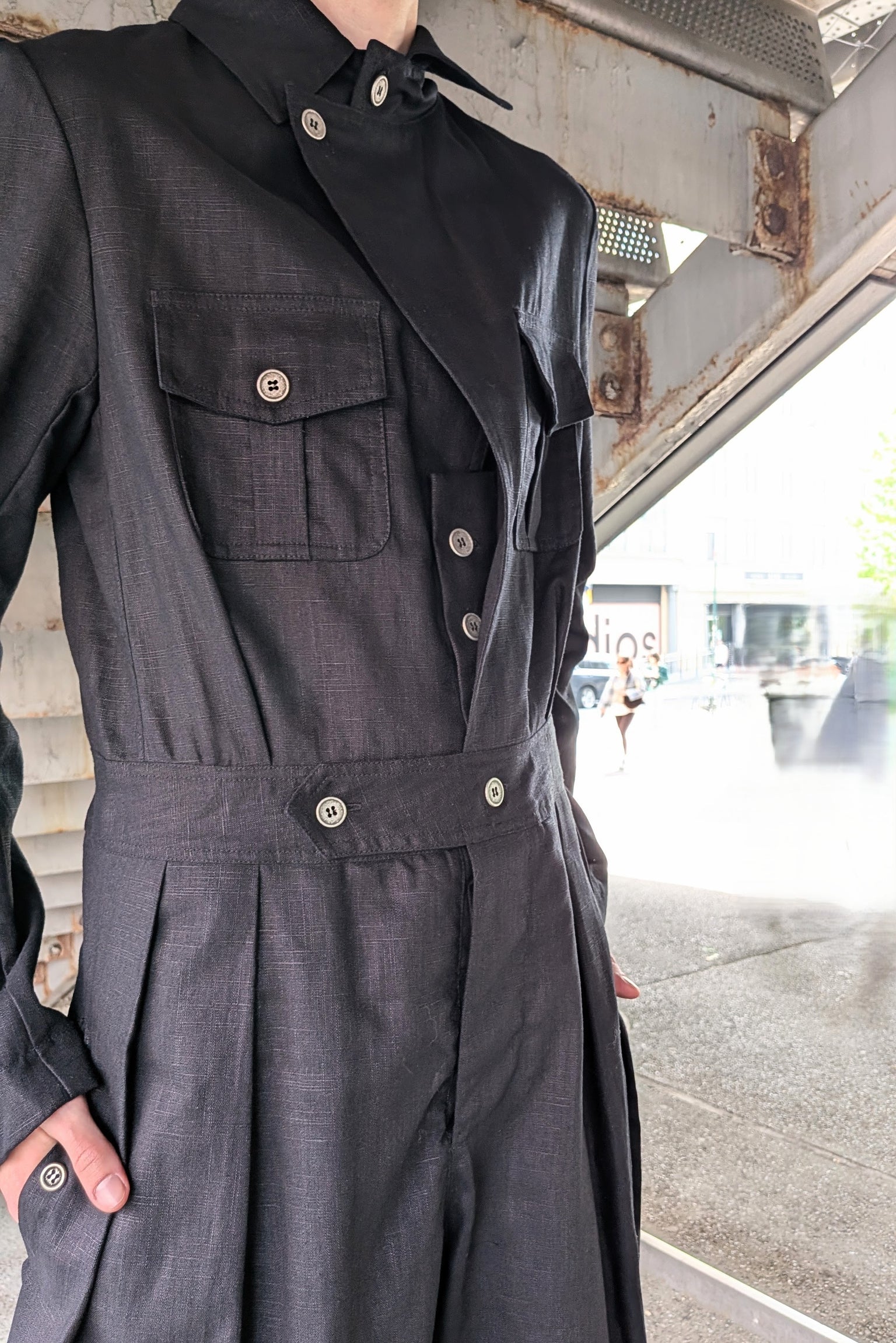 Sandrine Philippe - Jumpsuit - Wide Leg, Linen, Button down - Unisex, Made in Paris