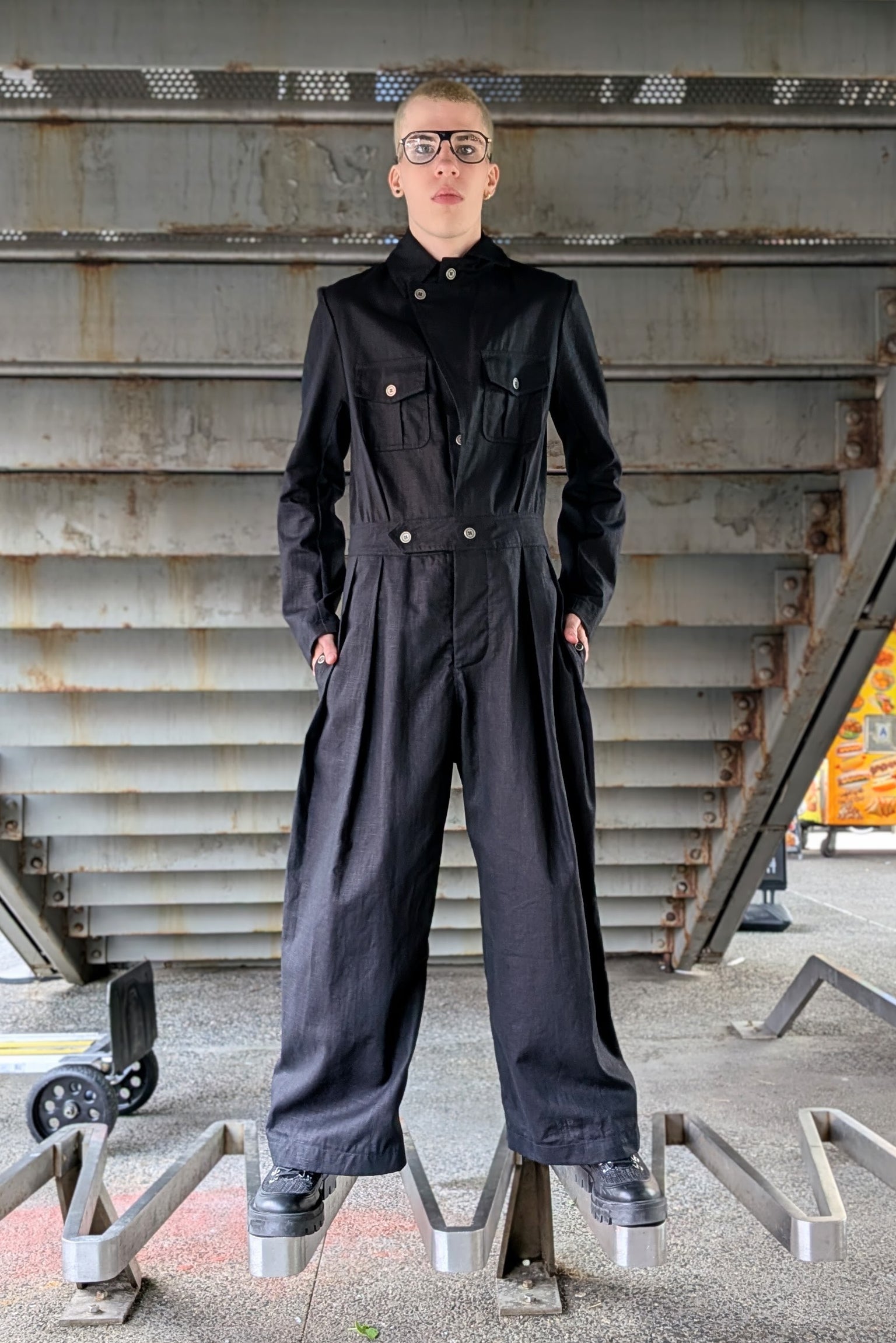 Sandrine Philippe - Jumpsuit - Wide Leg, Linen, Button down - Unisex, Made in Paris