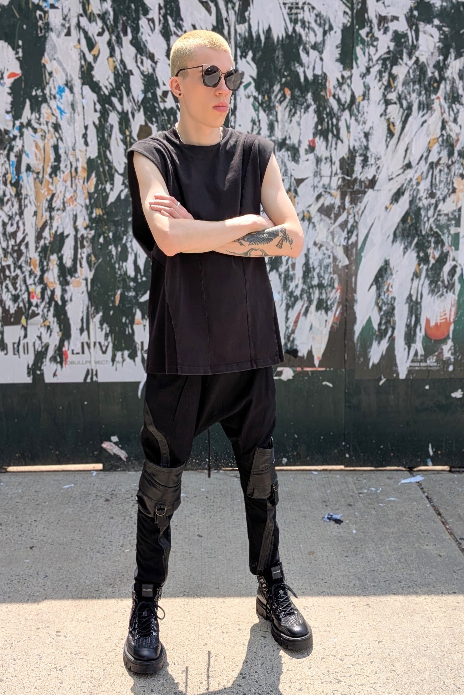 Sandrine Philippe - Pants Trousers - couture - Dropped Crotch - Linen Leather - Unisex - Made in Paris
