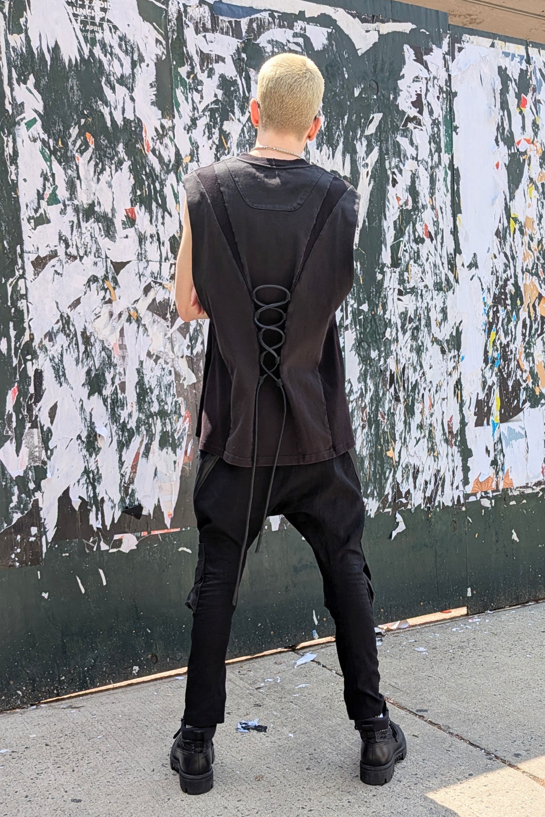 Sandrine Philippe - Pants Trousers - couture - Dropped Crotch - Linen Leather - Unisex - Made in Paris