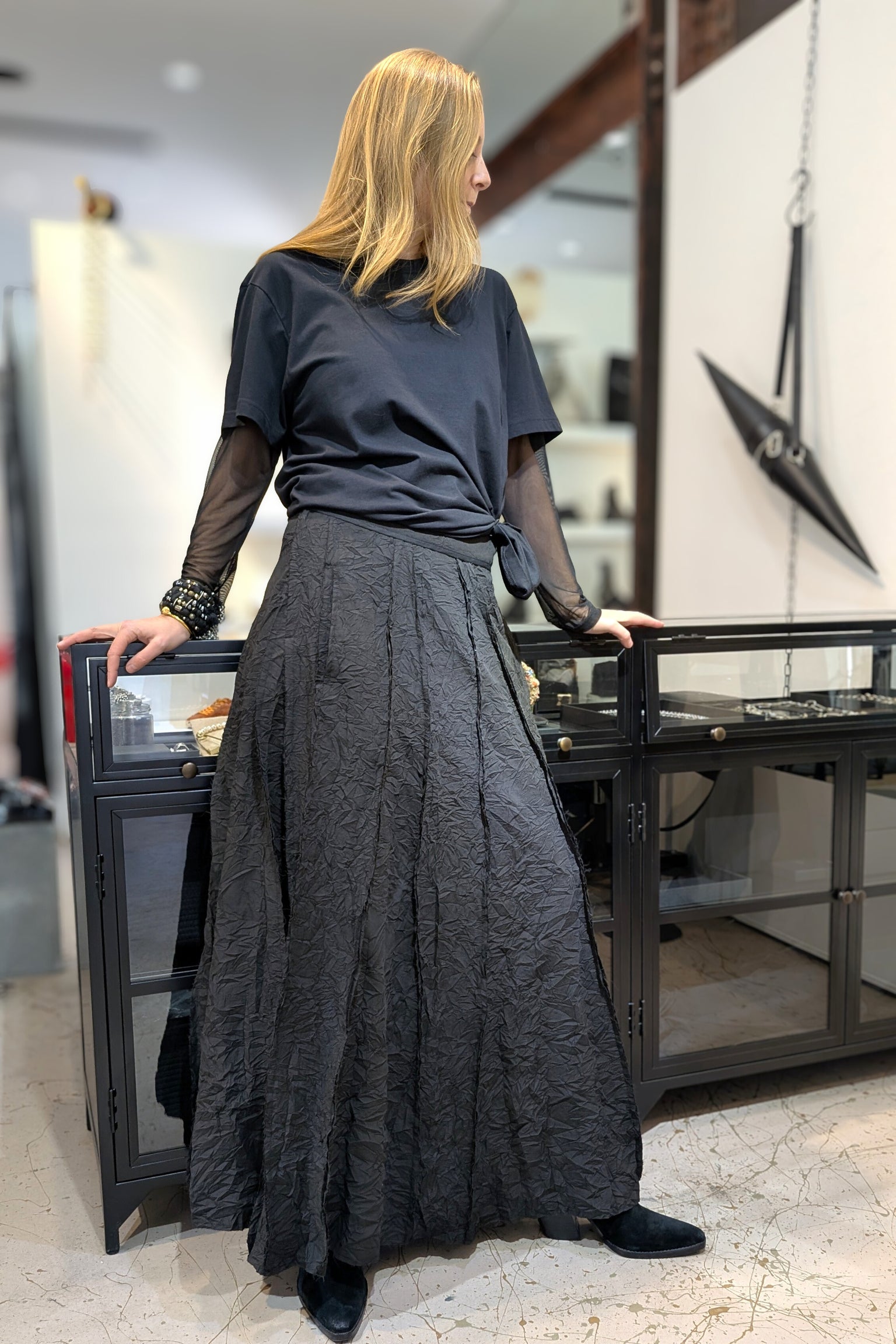 Sandrine Philippe - Skirt - Maxi, Panel, Black - Schinz Cotton - Made in Paris