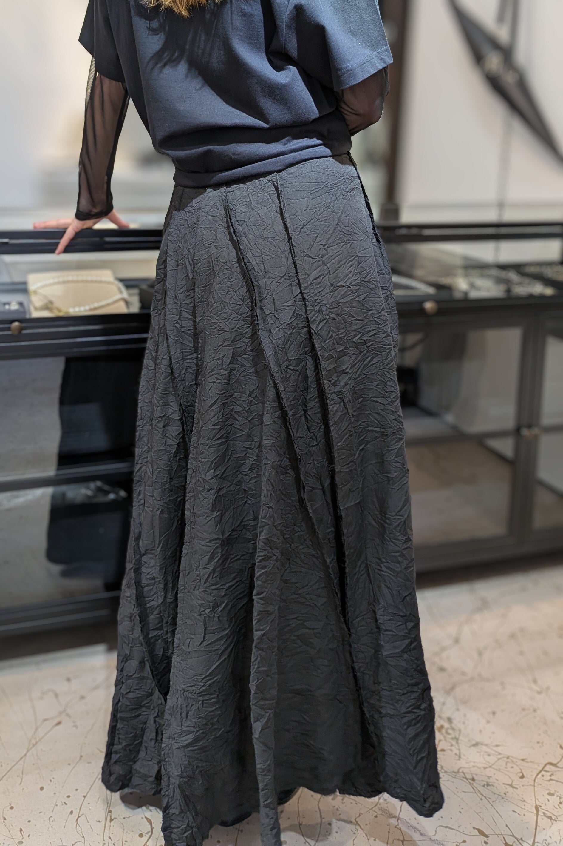 Sandrine Philippe - Skirt - Maxi, Panel, Black - Schinz Cotton - Made in Paris