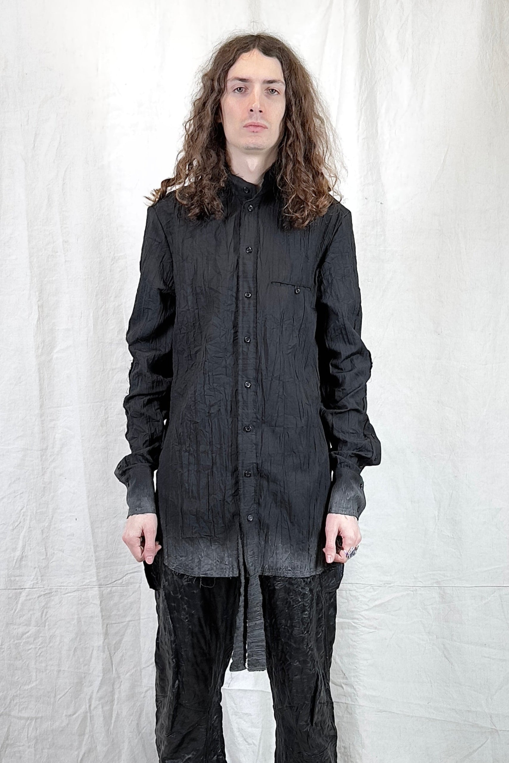 Sandrine Philippe Shirt, Crumpled Cotton , hand-painted – Textural Experimental Design