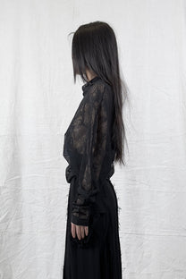Sandrine Philippe Sheer long sleeves top - Asymmetrical deconstructed design