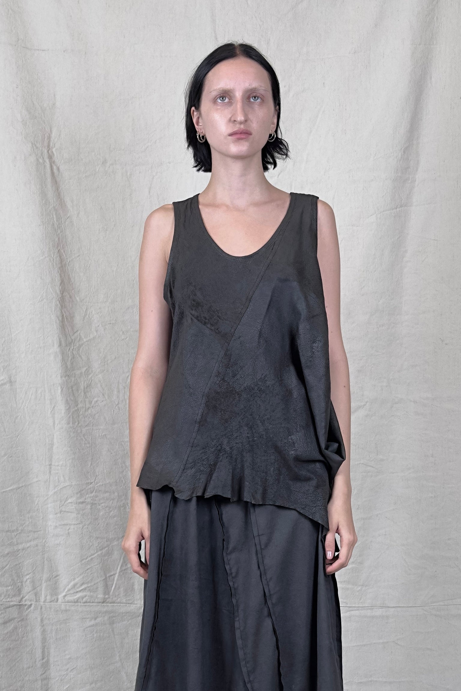 Sandrine Philippe - Tank Top - Leather - Light weight - Uneven - Paris