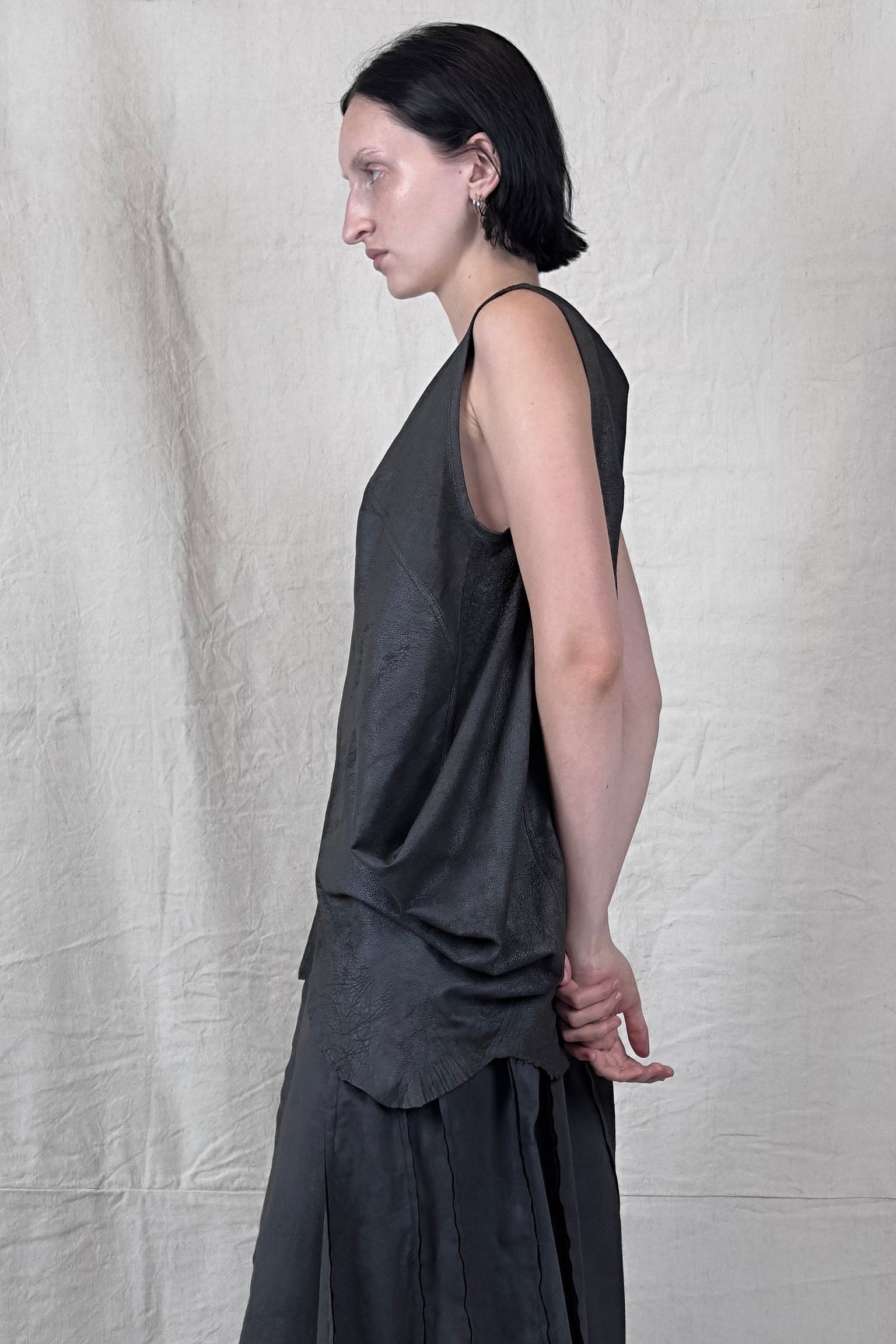 Sandrine Philippe - Tank Top - Leather - Light weight - Uneven - Paris