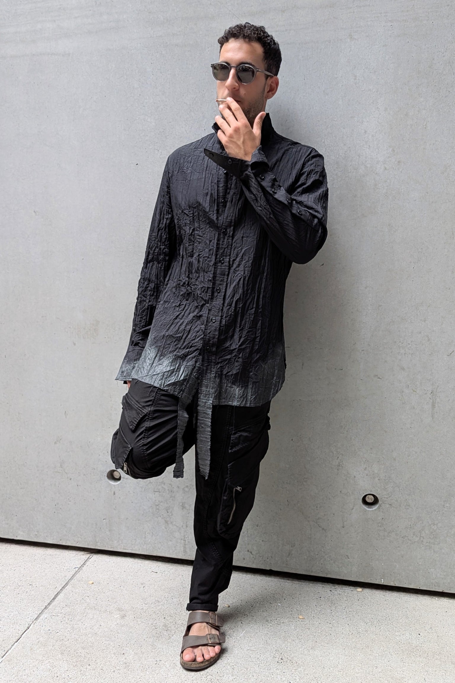 Sandrine Philippe Shirt, Crumpled Cotton , hand-painted – Textural Experimental Design