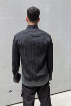 Sandrine Philippe Paris - Button-down Shirt, Crumpled Cotton , hand-painted – Textural Experimental Design - black