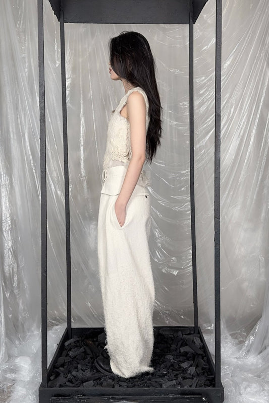 Sandrine Philippe Paris - LiLi The First Washington DC, wide leg white wool pants