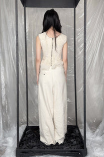 Sandrine Philippe Wool Wide-leg pants, deconstructed fabric - handmade Avant-Garde Textural Experimental Design