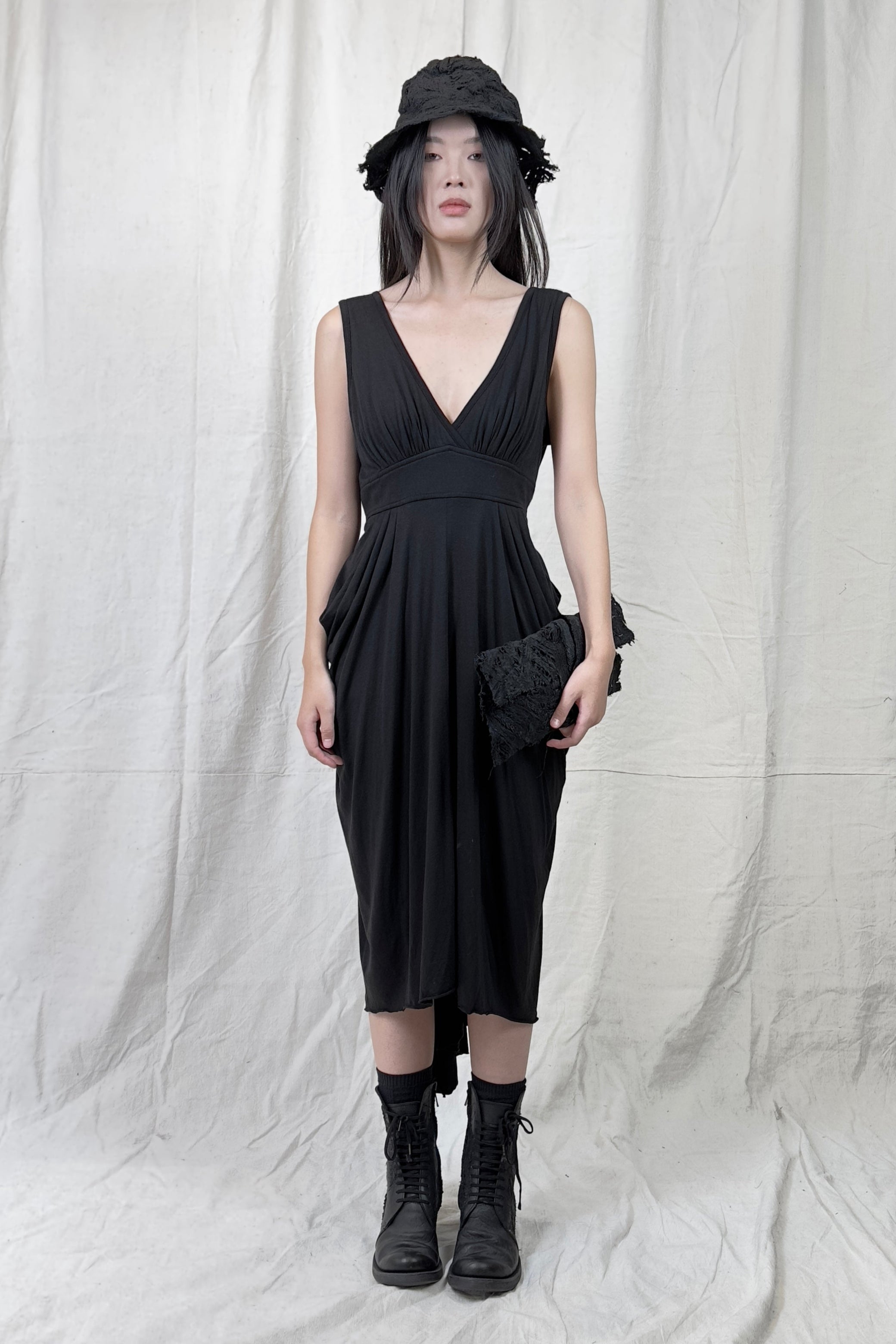 Sandrine Philippe Draped Cotton Dress – Sculptural Asymmetric Silhouette