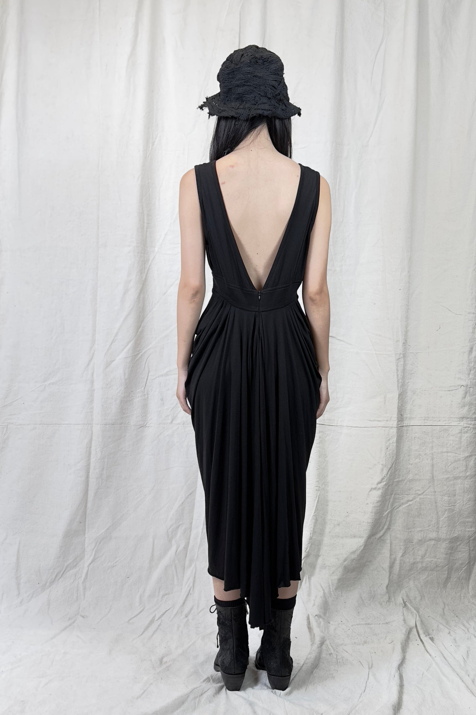 Sandrine Philippe Draped Cotton Dress – Sculptural Asymmetric Silhouette