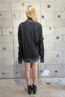 Sandrine Philippe Shirt, Crumpled Cotton , hand-painted – Textural Experimental Design