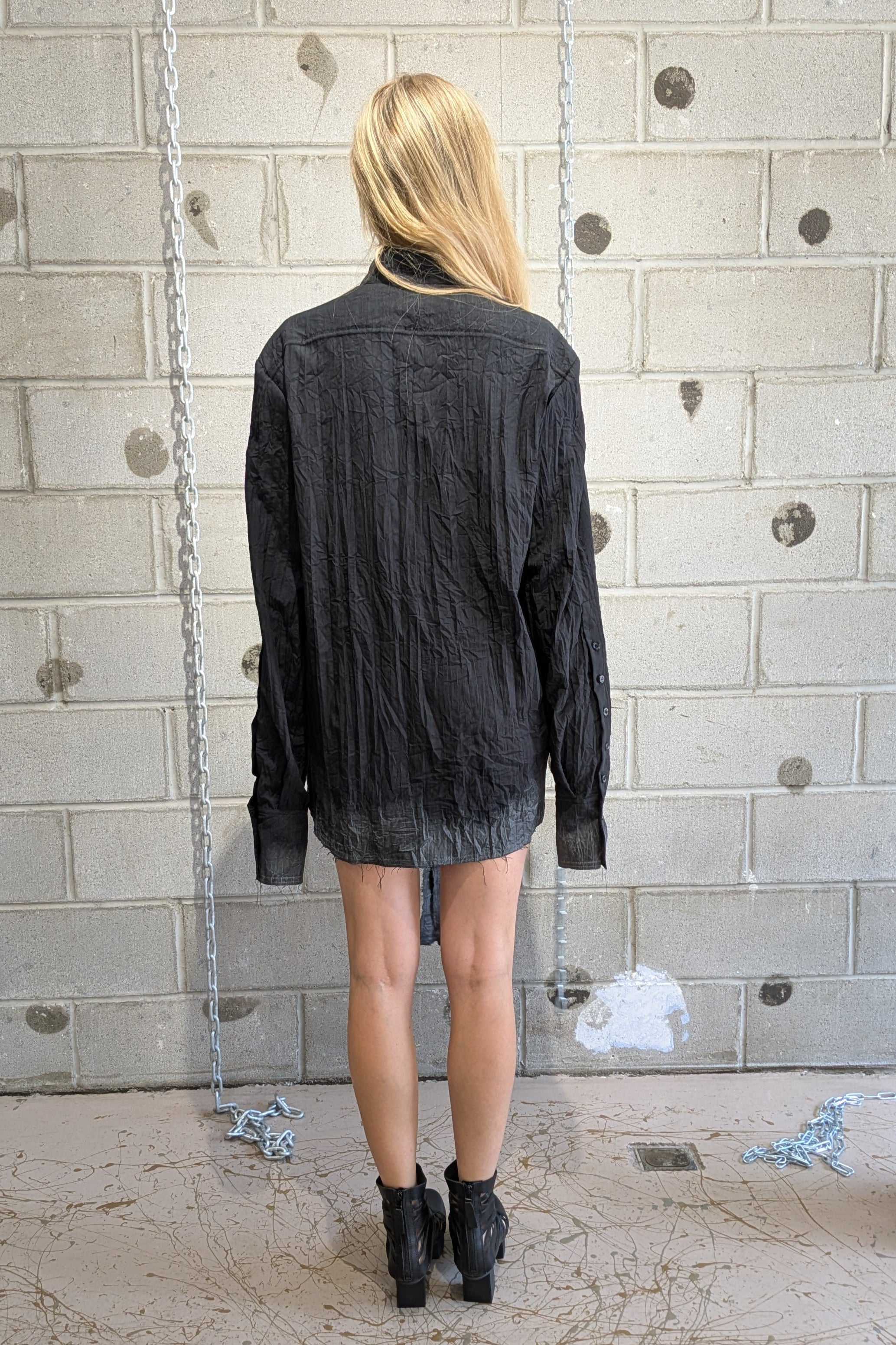 Sandrine Philippe Shirt, Crumpled Cotton , hand-painted – Textural Experimental Design