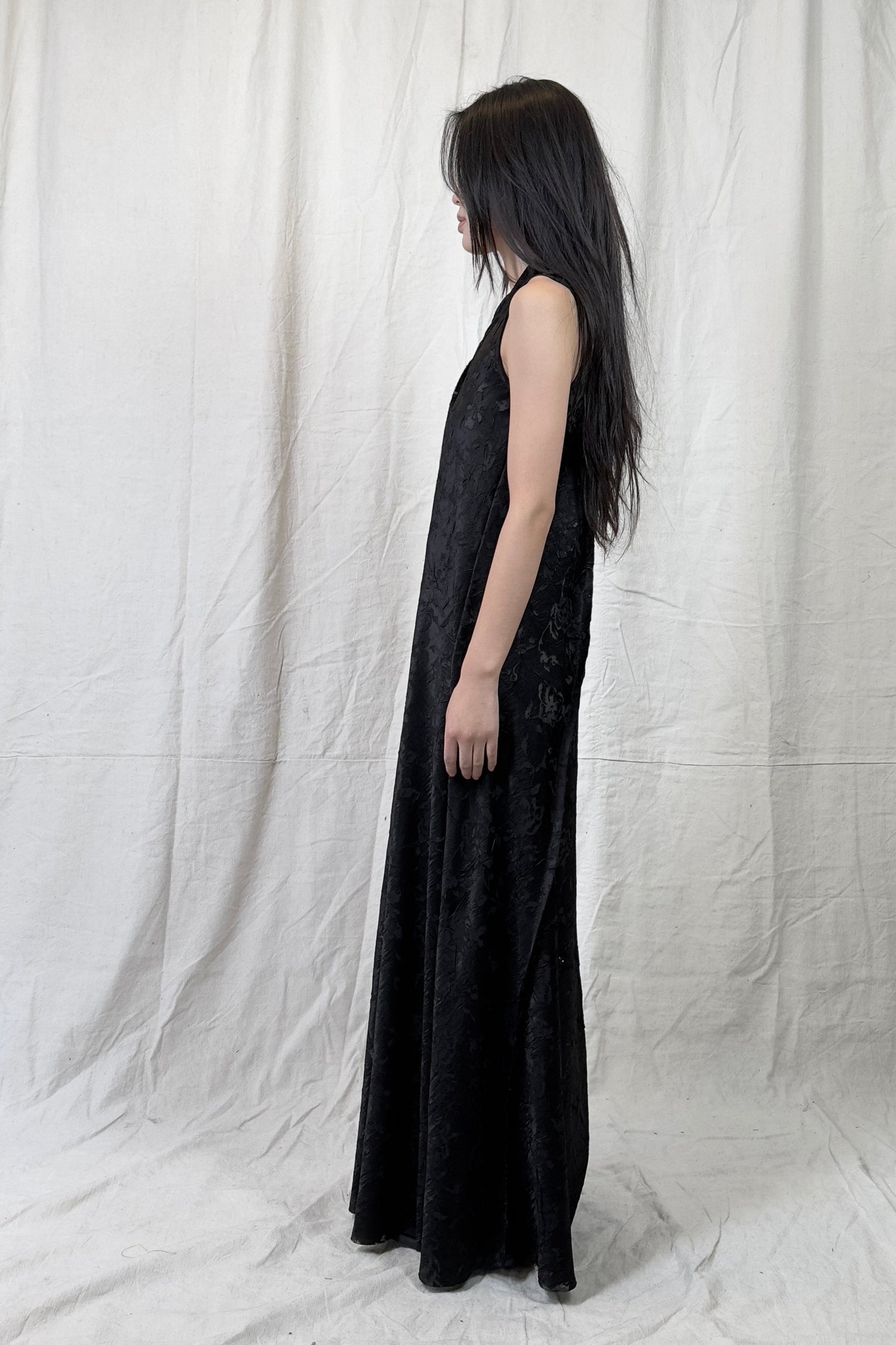 Sandrine Philippe Silk Devore Maxi Dress , Avant-Garde French Design