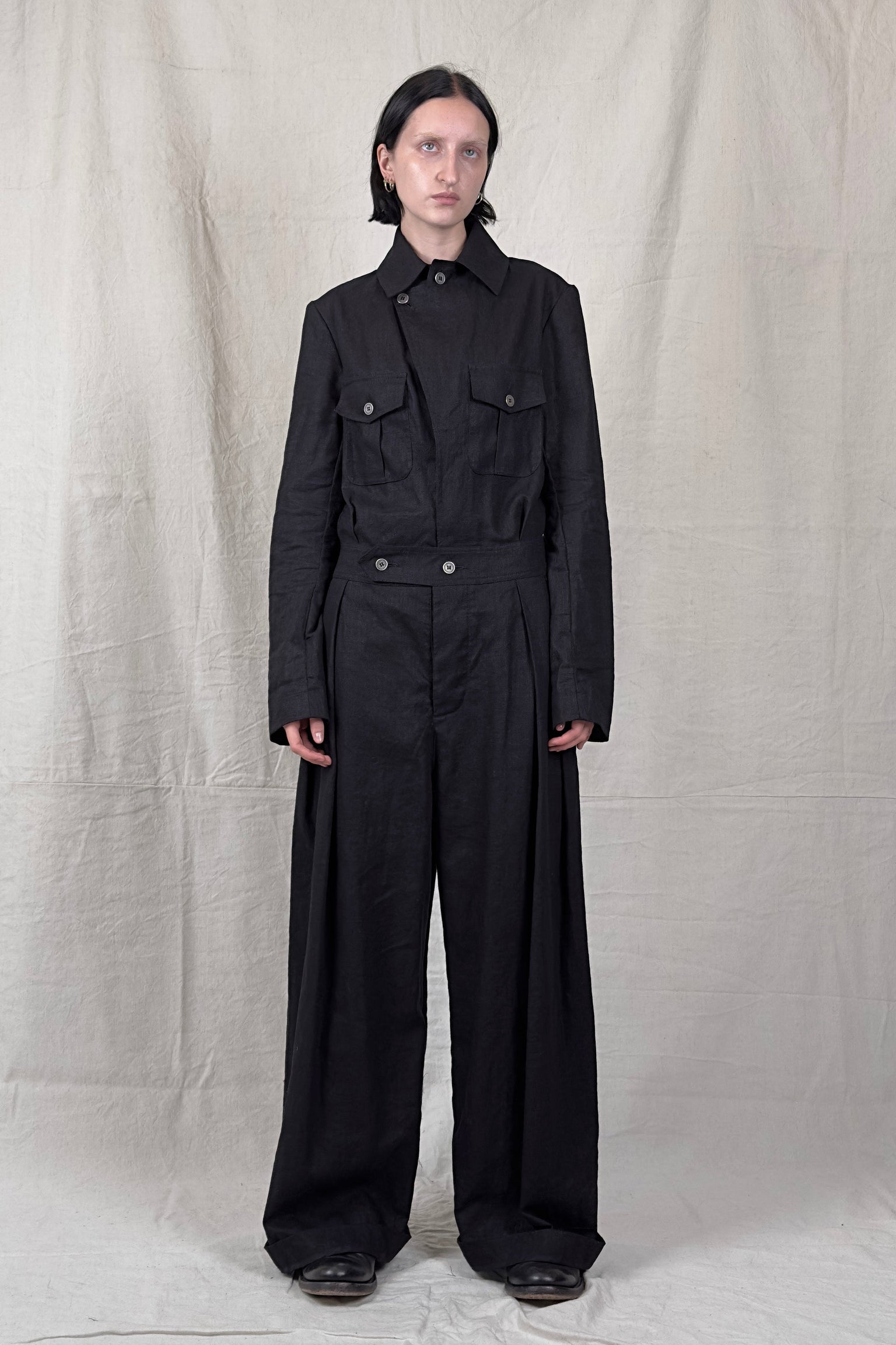 Sandrine Philippe - Jumpsuit - Wide Leg, Linen, Button down - Unisex, Made in Paris