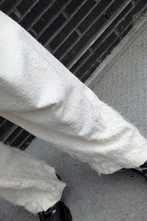 Sandrine Philippe Wool Wide-leg pants, deconstructed fabric - handmade Avant-Garde Textural Experimental Design