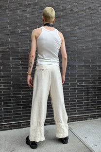 Sandrine Philippe Wool Wide-leg pants, deconstructed fabric - handmade Avant-Garde Textural Experimental Design