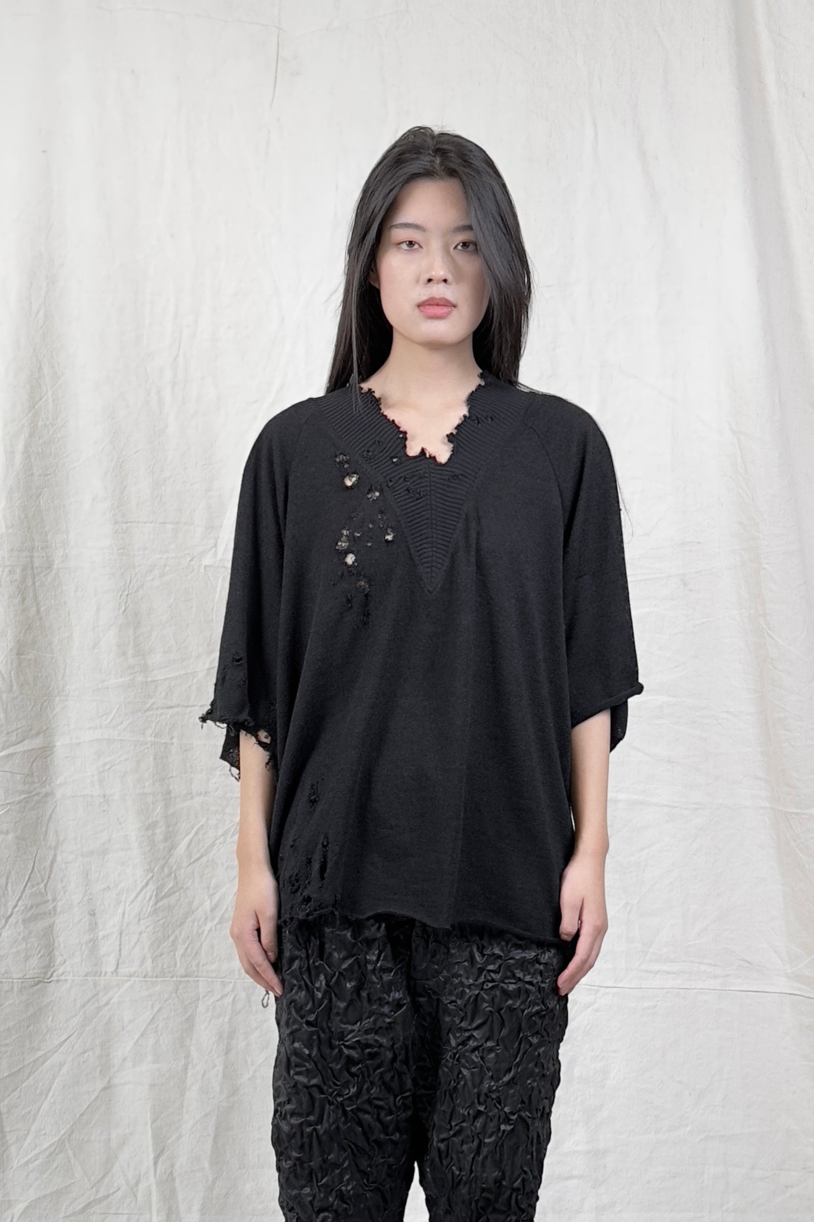 Sandrine Philippe Oversized Unisex Sweater – Raw Deconstructed Textural Fabric