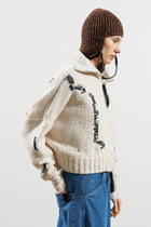 Serie-numerica - Cardigan - Merino - wool - distressed - off-white