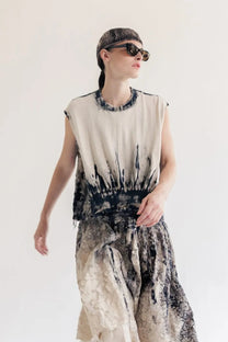 Serienumerica - Boxy sweater - Organic Cotton - Hand Painted - Natural