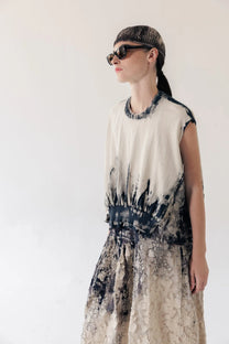 Serienumerica - Boxy sweater - Organic Cotton - Hand Painted - Natural