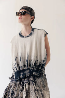 Serienumerica - Boxy sweater - Organic Cotton - Hand Painted - Natural