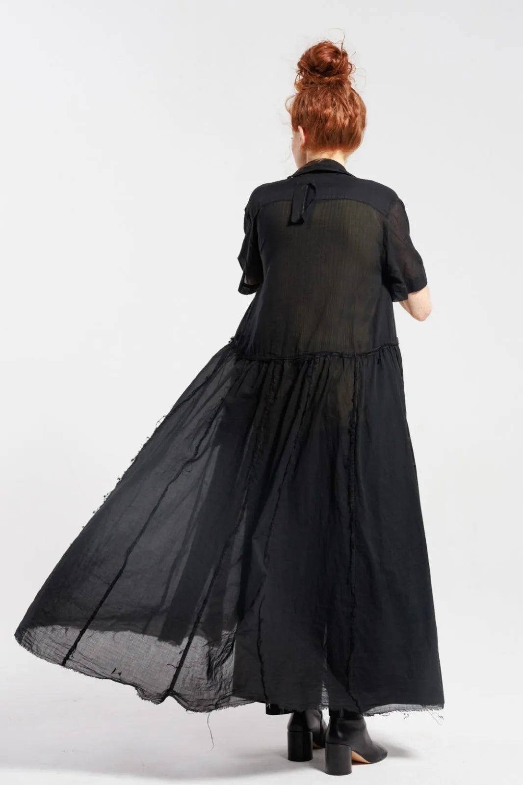 Serienumerica - Dress - Sheer - button-down - Cotton - Black