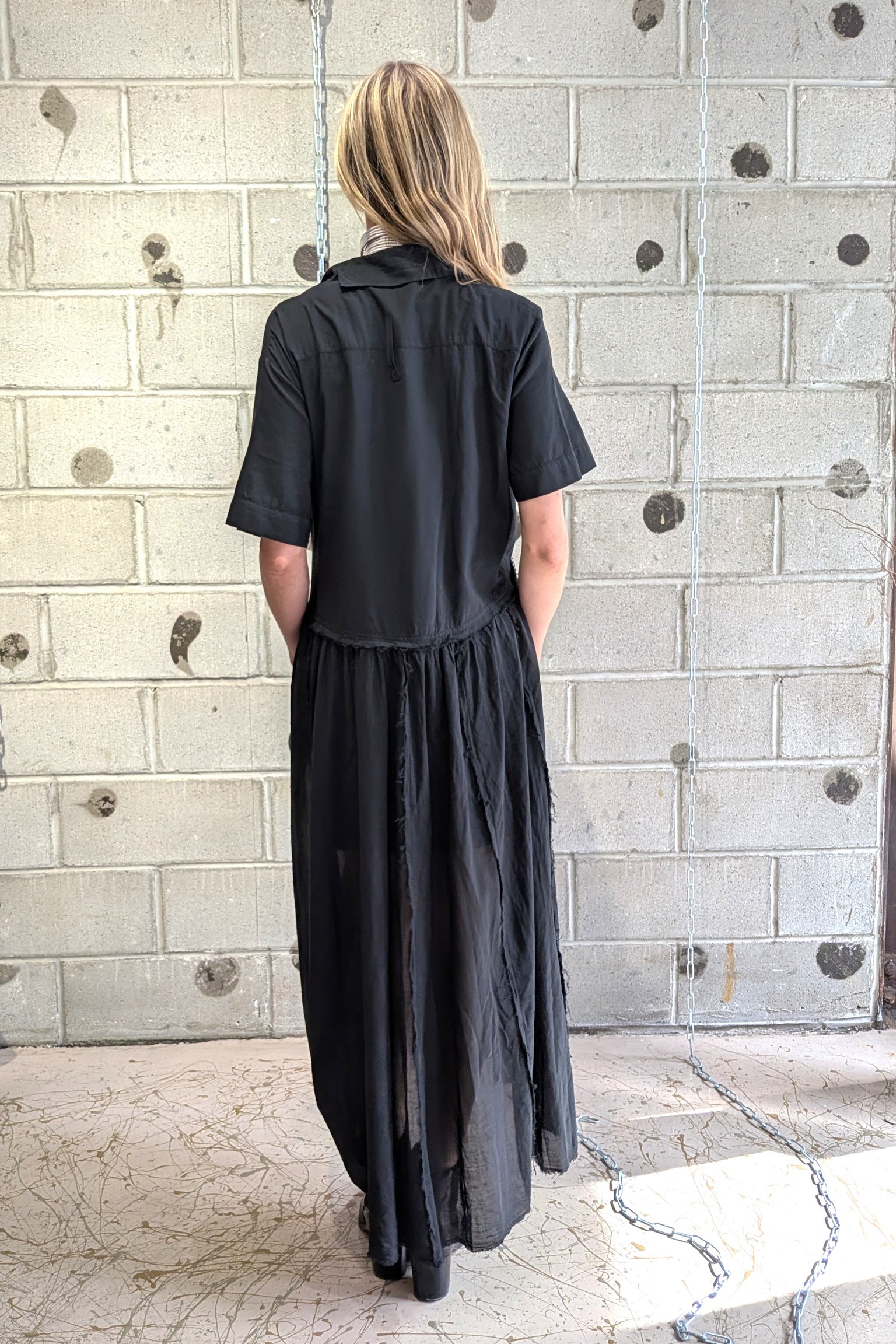 Serienumerica - Dress - Sheer - button-down - Cotton - Black