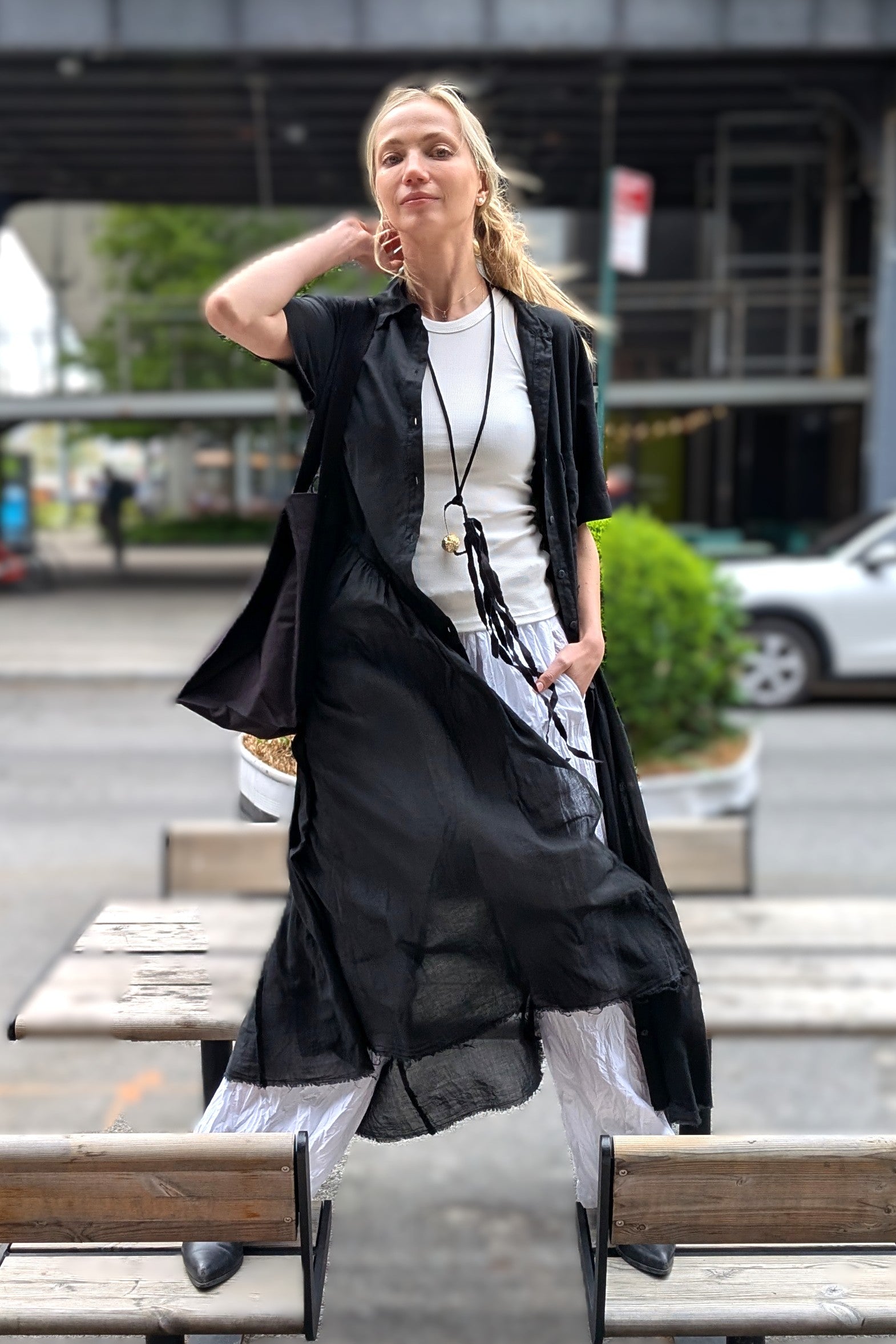 Serienumerica - Dress - Sheer - button-down - Cotton - Black
