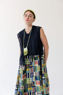 Serienumerica - Knit Top - Hand stitching, Cotton lace, Black