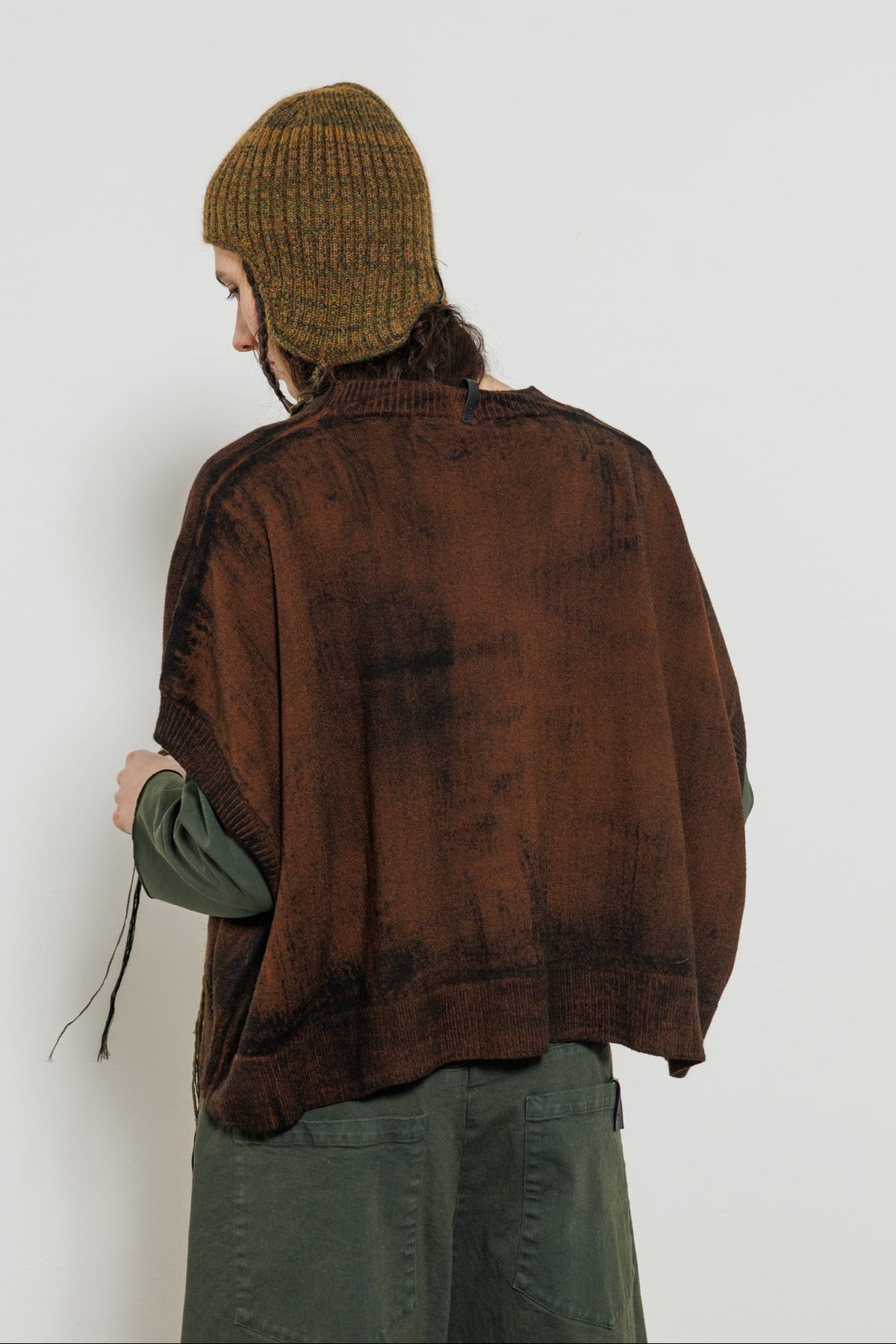 Serienumerica - Knit brown sweater vest - Extra fine Merino wool - Oversized