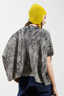Serienumerica - Knit top - Hand painted - Extra fine Merino wool - black white - oversized