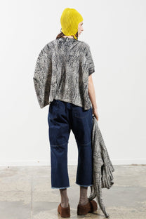 Serienumerica - Knit top - Hand painted - Extra fine Merino wool - black white - oversized