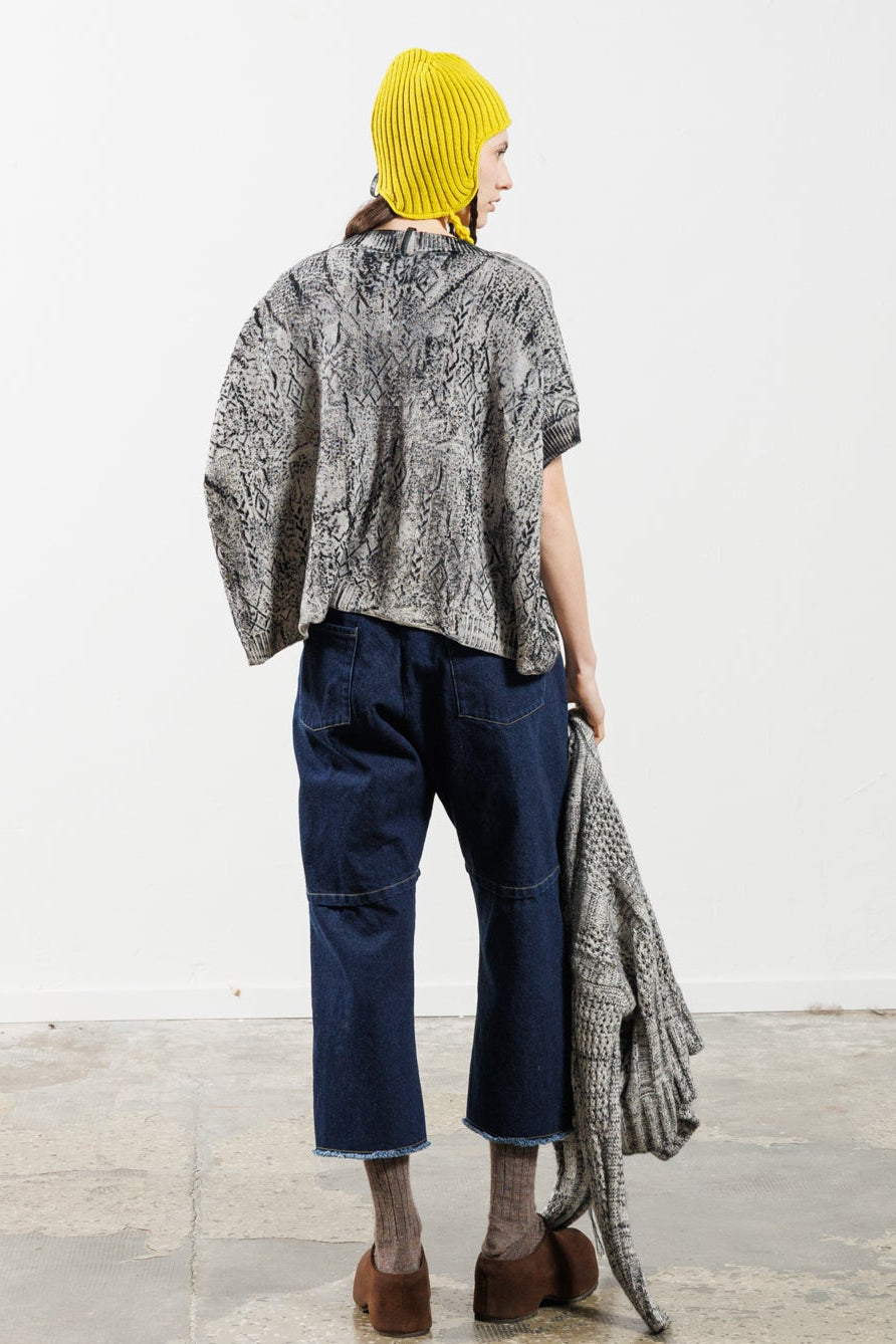Serienumerica - Knit top - Hand painted - Extra fine Merino wool - black white - oversized