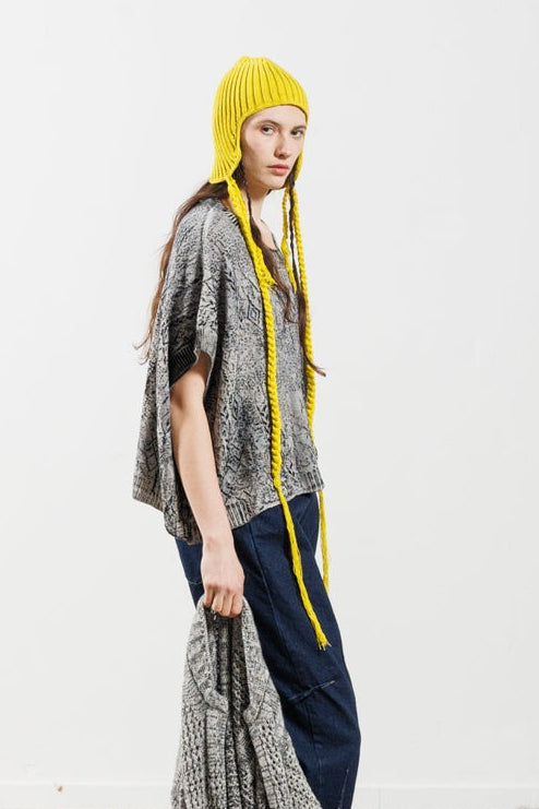 Serienumerica - Knit top - Hand painted - Extra fine Merino wool - black white - oversized