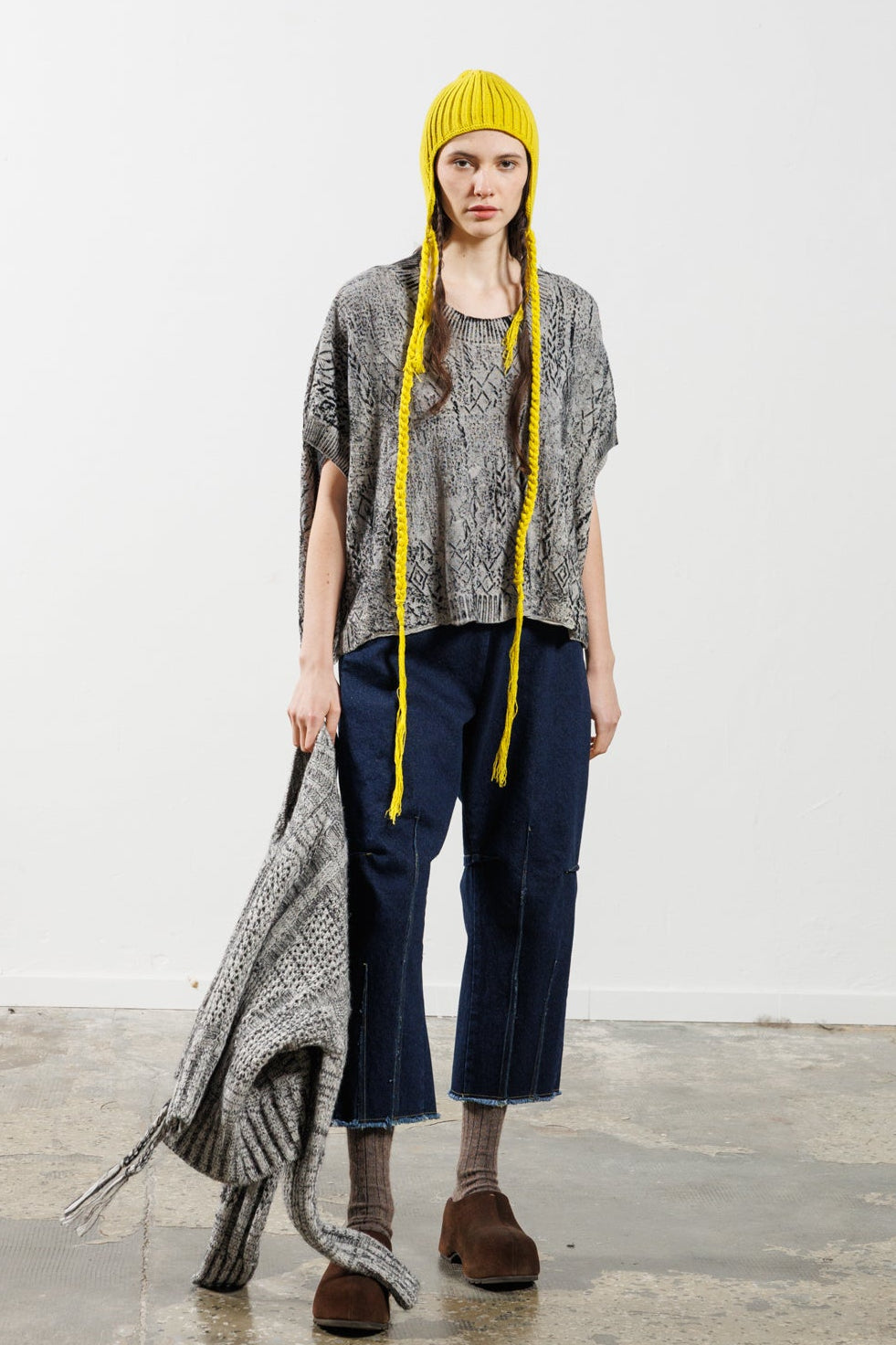 Serienumerica - Knit top - Hand painted - Extra fine Merino wool - black white - oversized