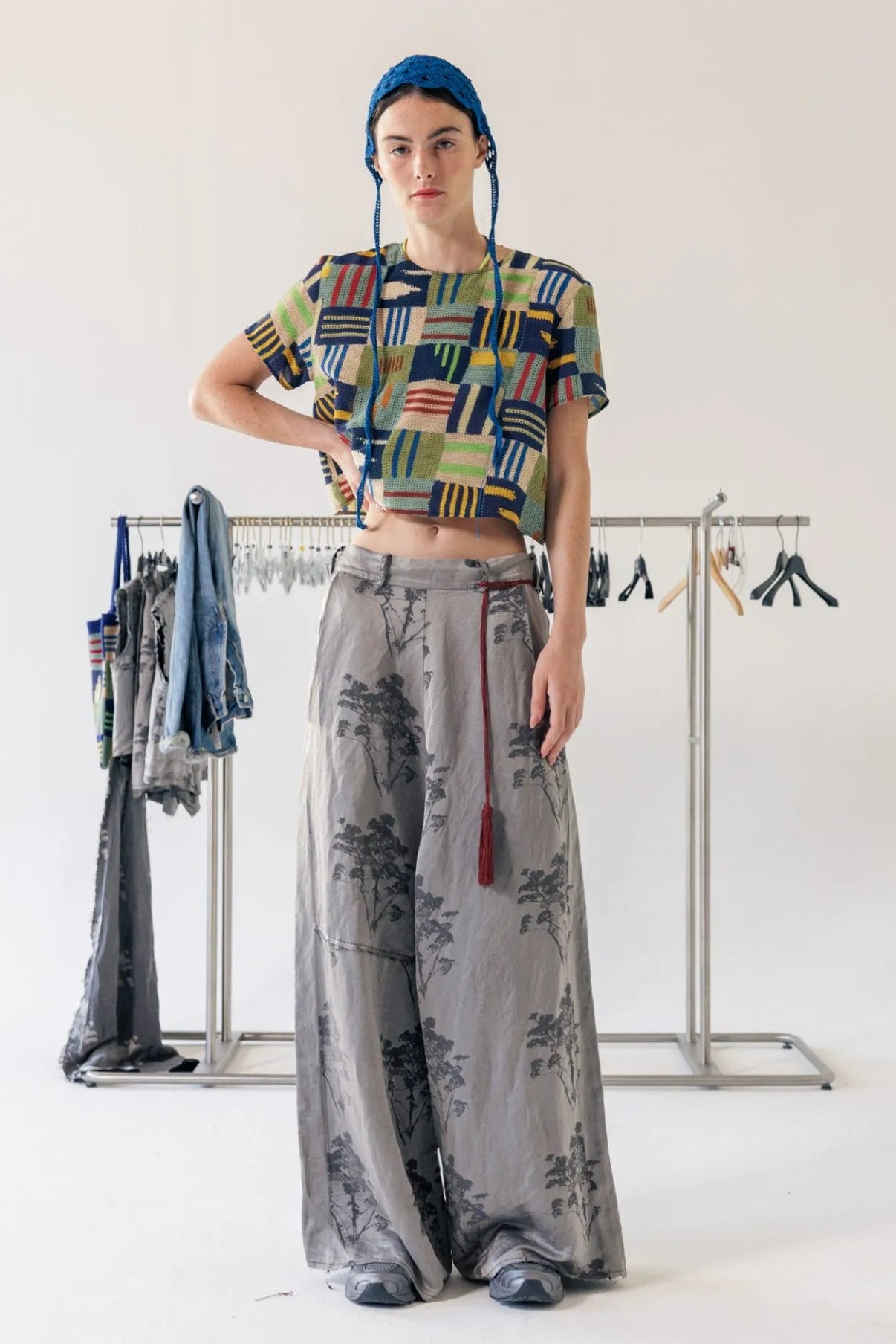 Serienumerica - Pants Trousers - Wide leg, low crotch - Floral - Linen