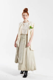 Serienumerica - Skirt - Wrap style, uneven hem, cotton, Sand