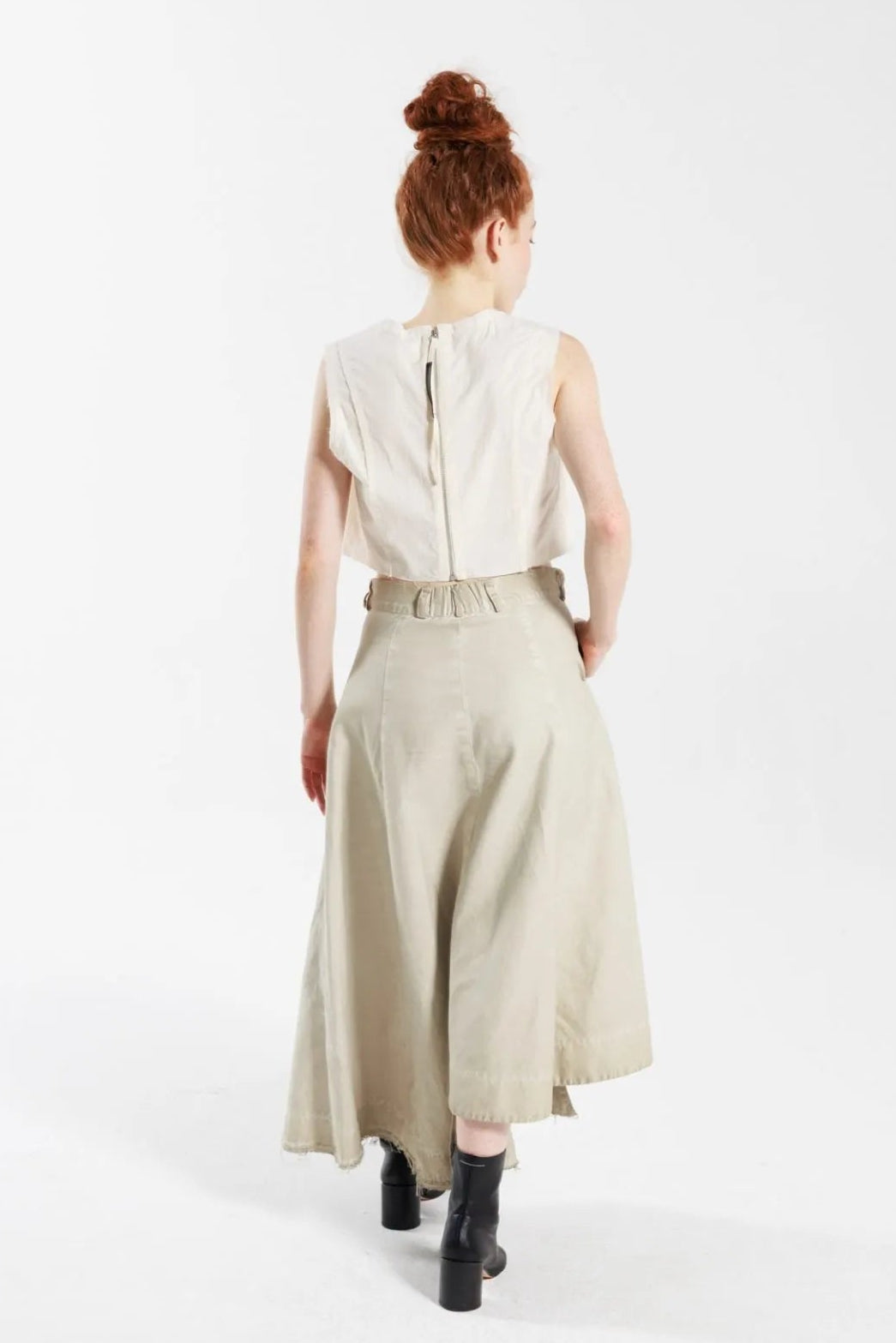 Serienumerica - Skirt - Wrap style, uneven hem, cotton, Sand