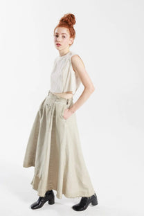 Serienumerica - Skirt - Wrap style, uneven hem, cotton, Sand