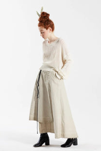 Serienumerica - Skirt - Wrap style, uneven hem, cotton, Sand