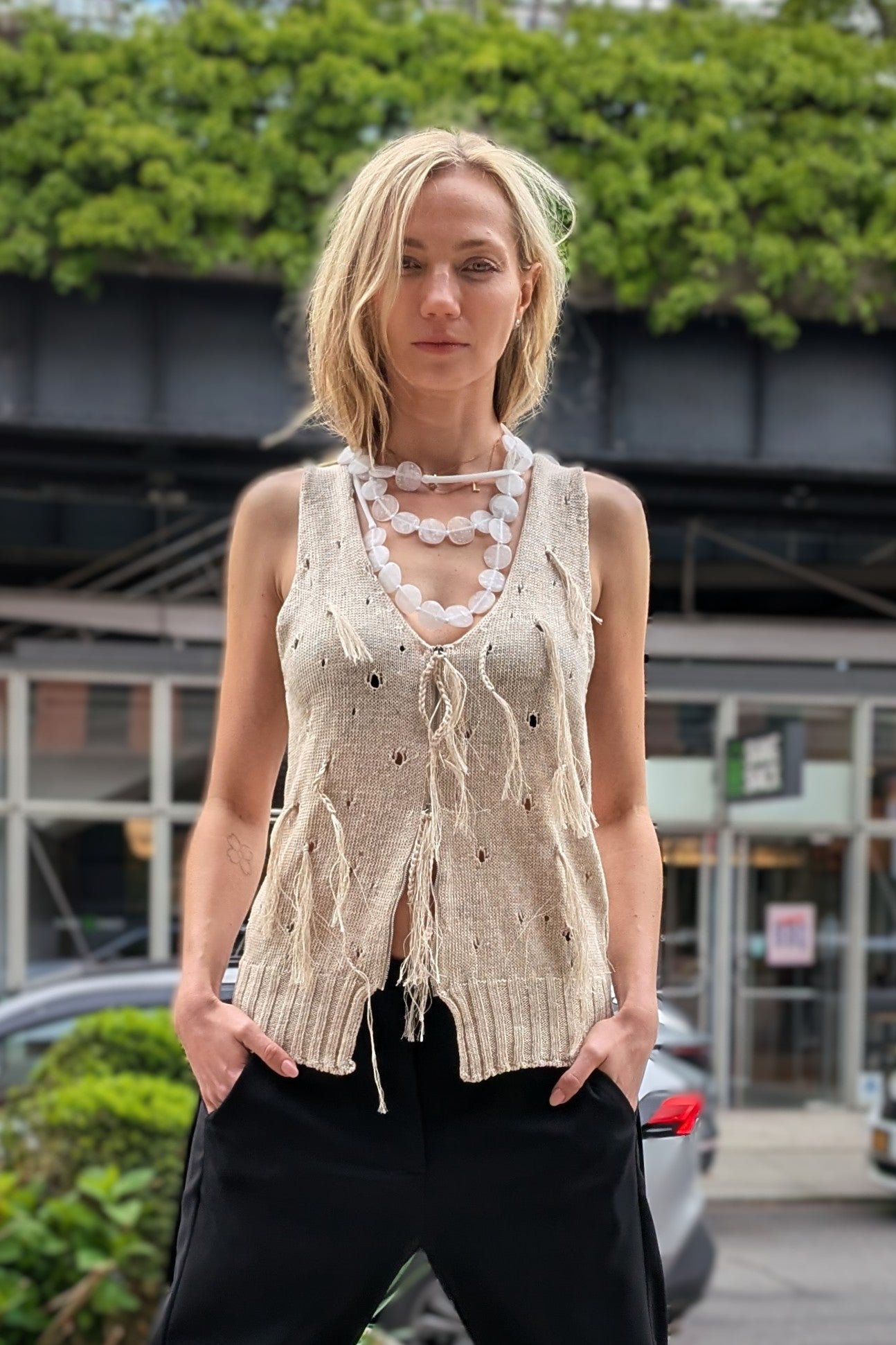 Serienumerica - Tank Top - Kinit - Hand Crochet - Natural