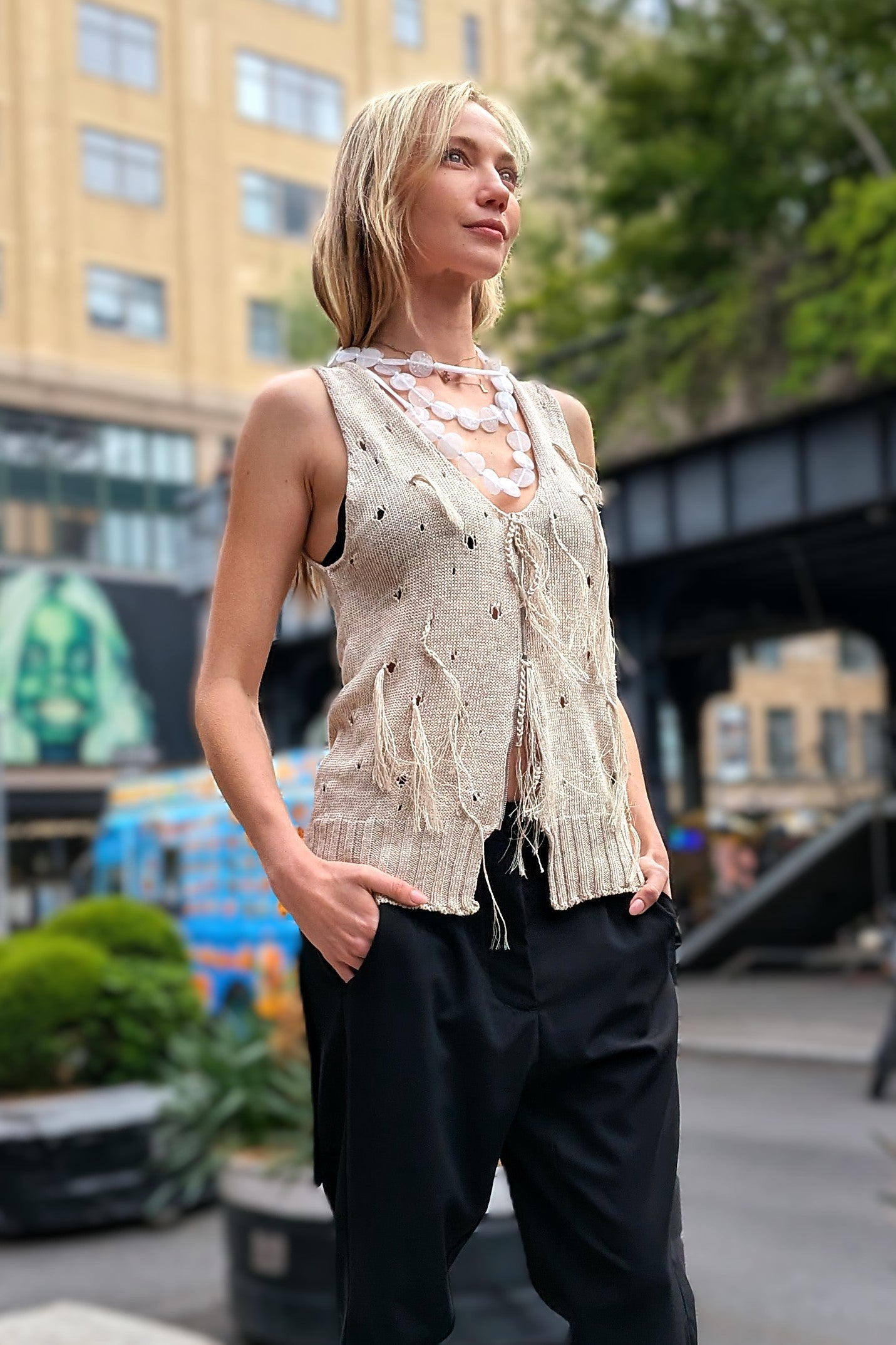 Serienumerica - Tank Top - Kinit - Hand Crochet - Natural