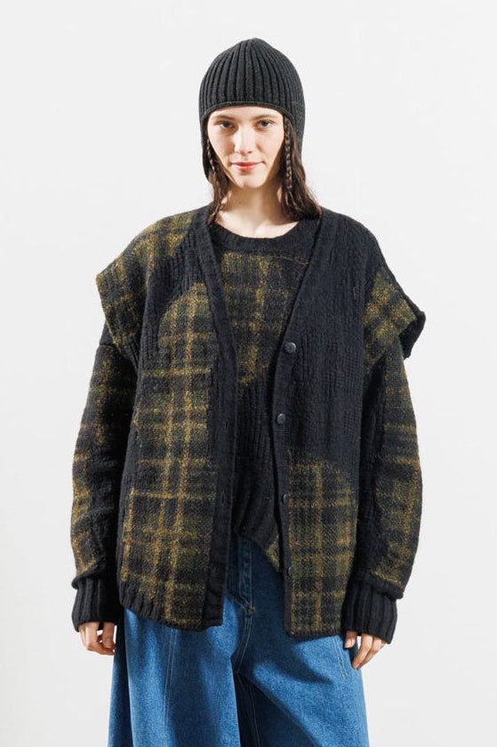 Serienumerica - vest gilet - Oversized - one size - Merino Mohair - Plaid