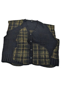 Serienumerica - vest gilet - Oversized - one size - Merino Mohair - Plaid