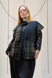 Serienumerica - vest gilet - Oversized - one size - Merino Mohair - Plaid